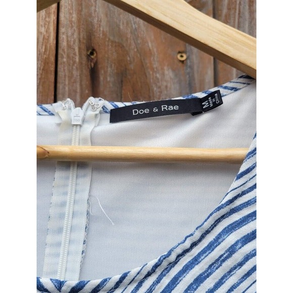 Doe & Rae A-Line Halter Mini Dress Blue & White Stripes - Picture 3 of 3